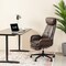 Mid-Century Modern Coffee Leatherette Gaslift Adjustable Swivel High Back Office Chair with Footrest and Armrest